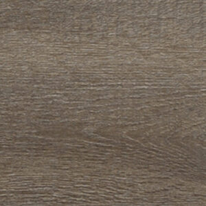Close-up detail of Dusky Gray luxury vinyl plank showing muted gray and taupe tones, fine woodgrain texture, and subtle color variation.