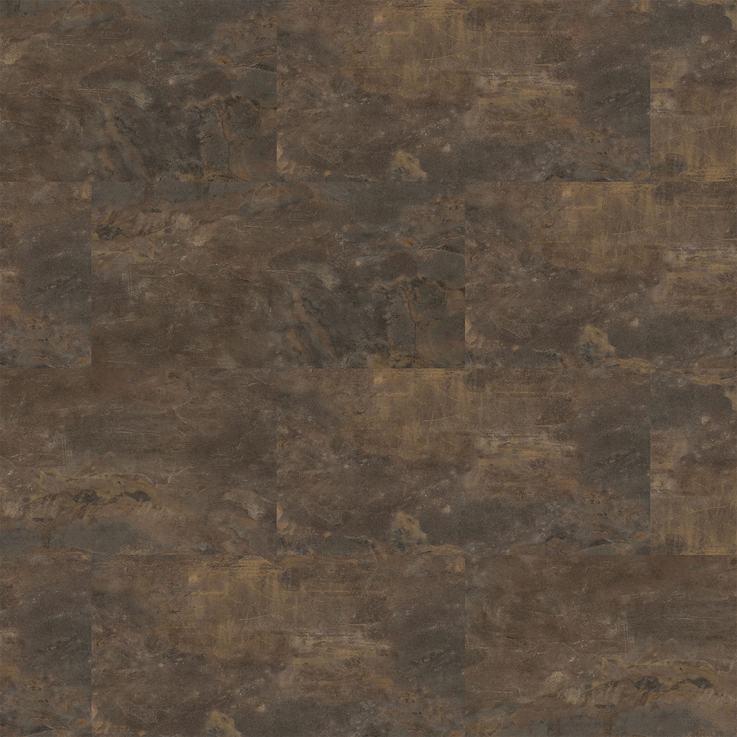 Select Rust Patina 17.72" x 35.43" luxury vinyl tile featuring a stained concrete visual with warm bronze-brown tones, layered coloration, and industrial character.