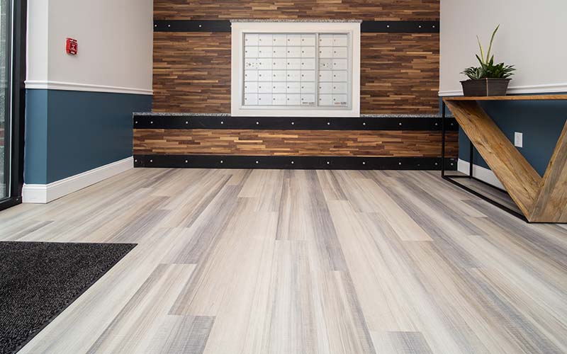 modular acoustic flooring installation in multi-family space