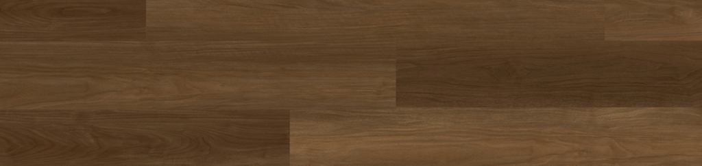 Molasses wood-look swatch from the Wavelength Modular Acoustic Flooring collection, 5mm LVT, featuring deep warm brown tones with rich natural wood grain variation.